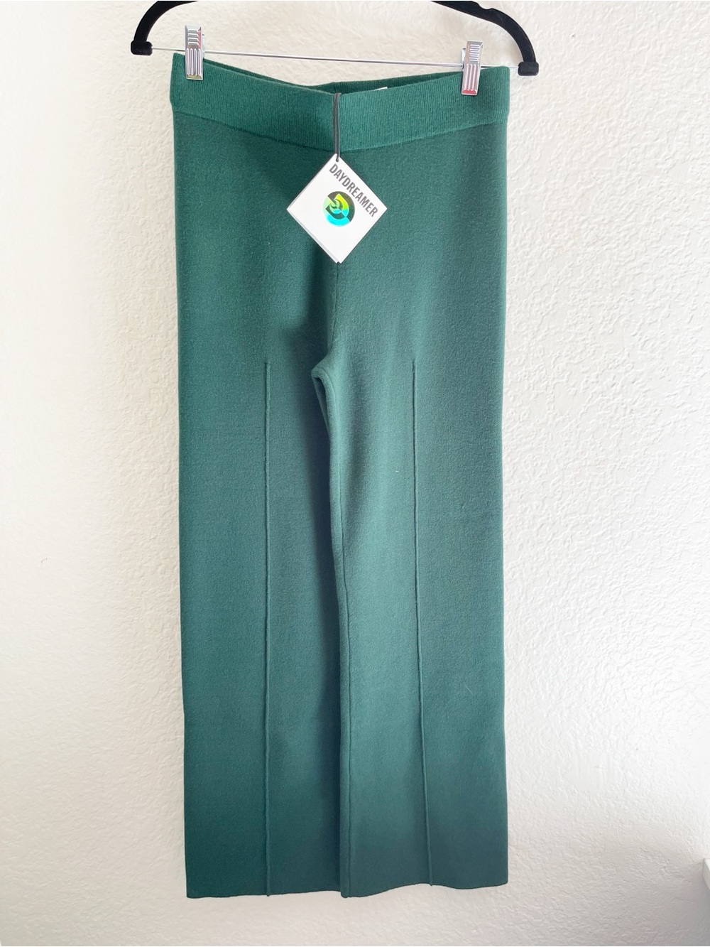 Daydreamer flare knit pintuck pants in dark green color. New - Picture 4 of 6